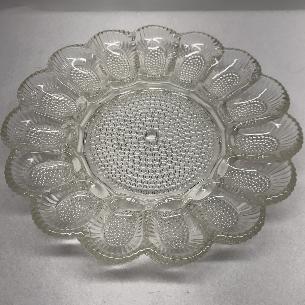 Unbranded Deviled Egg Platter Unisex 11in Clear Excellent Vintage Mid-Century